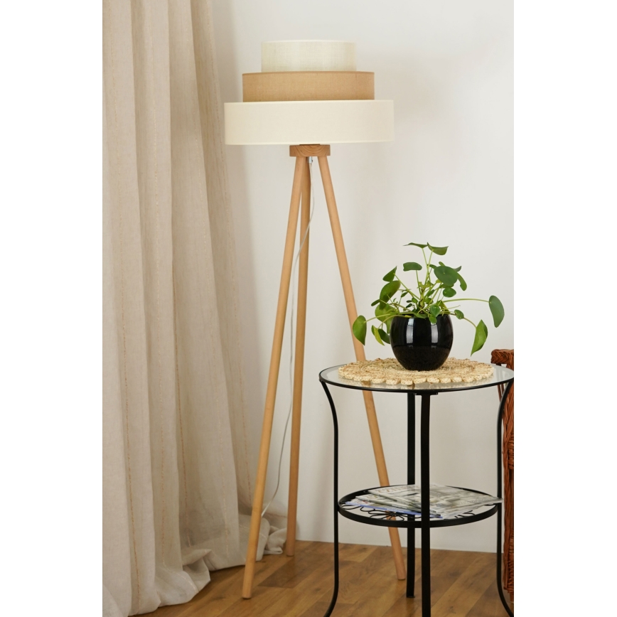 Brilagi - Gulvlampe DENVER LUNETA 1xE27/15W/230V beige/brun/cremefarvet