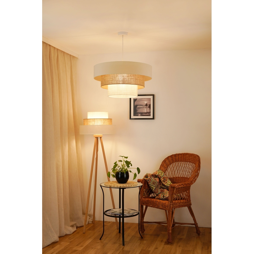 Brilagi - Gulvlampe DENVER LUNETA 1xE27/15W/230V beige/brun/cremefarvet