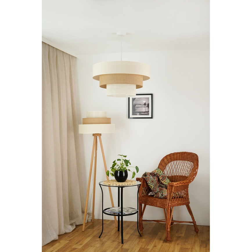 Brilagi - Gulvlampe DENVER LUNETA 1xE27/15W/230V beige/brun/cremefarvet
