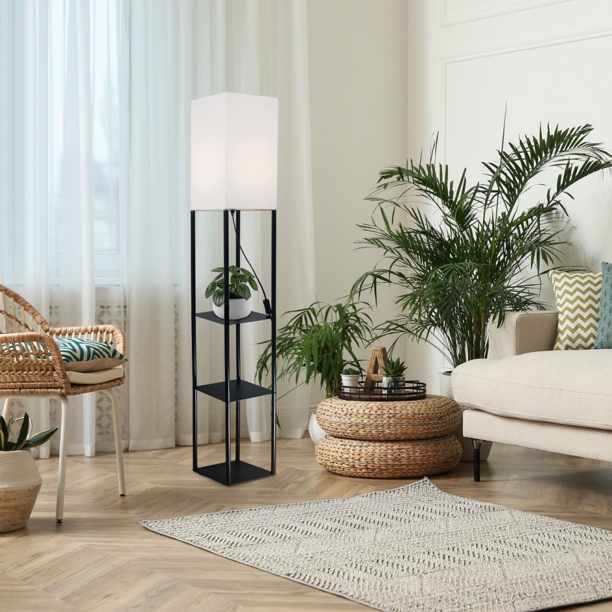 Brilagi - Gulvlampe med hylder GRADUS 1xE27/40W/230V 150 cm sort/hvid