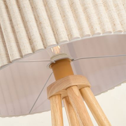 Brilagi - Gulvlampe NORDIC WAVE 1xE27/15W/230V gummitræ/hør