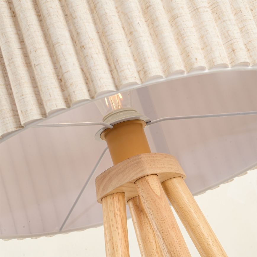 Brilagi - Gulvlampe NORDIC WAVE 1xE27/15W/230V gummitræ/hør