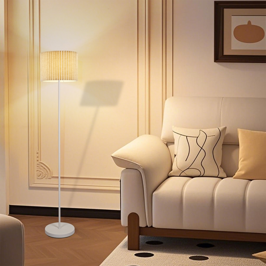 Brilagi - Gulvlampe NORDIC WAVE 1xE27/15W/230V hør/hvid