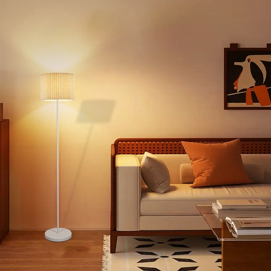 Brilagi - Gulvlampe NORDIC WAVE 1xE27/15W/230V hør/hvid