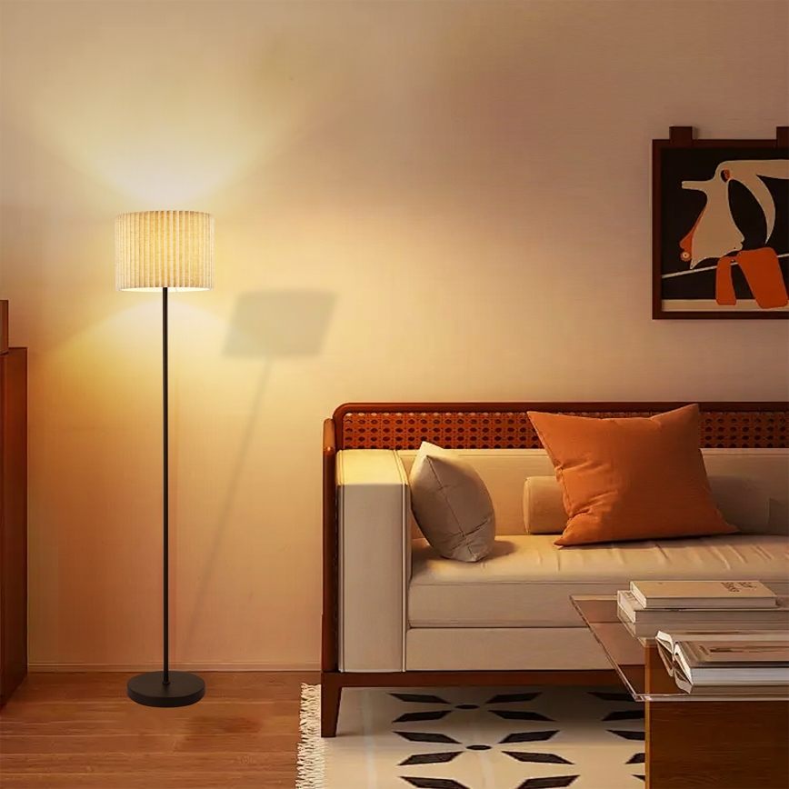 Brilagi - Gulvlampe NORDIC WAVE 1xE27/15W/230V hør/sort