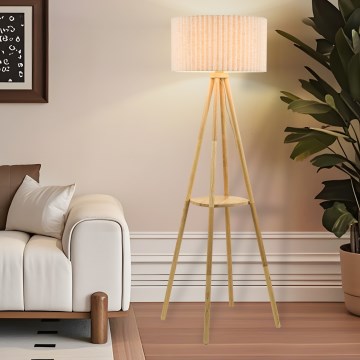 Brilagi - Gulvlampe NORDIC WAVE 1xE27/15W/230V træ/hør