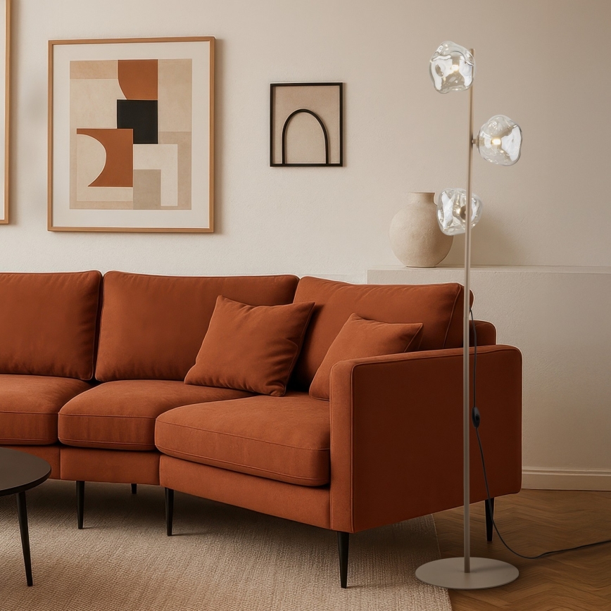 Brilagi - Gulvlampe VULCANO 3xG9/8W/230V beige/røgfarvet beige