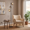 Brilagi - Gulvlampe VULCANO 3xG9/8W/230V sort/røgfarvet sort
