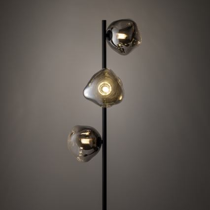 Brilagi - Gulvlampe VULCANO 3xG9/8W/230V sort/røgfarvet sort