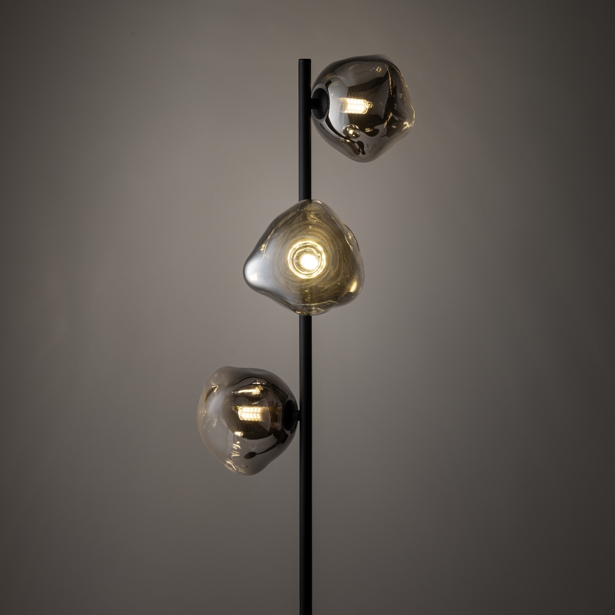 Brilagi - Gulvlampe VULCANO 3xG9/8W/230V sort/røgfarvet sort