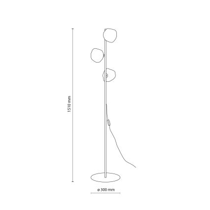 Brilagi - Gulvlampe VULCANO 3xG9/8W/230V sort/røgfarvet sort