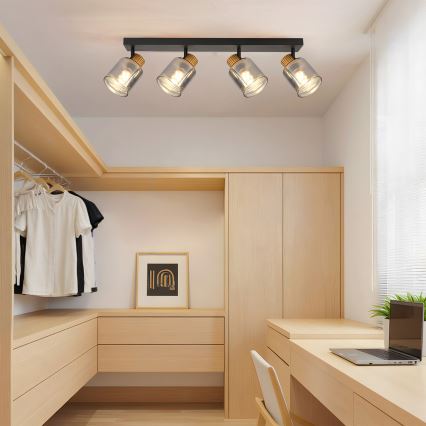 Brilagi - HYGGE spotarmatur 4xE14/15W/230V sort/røget