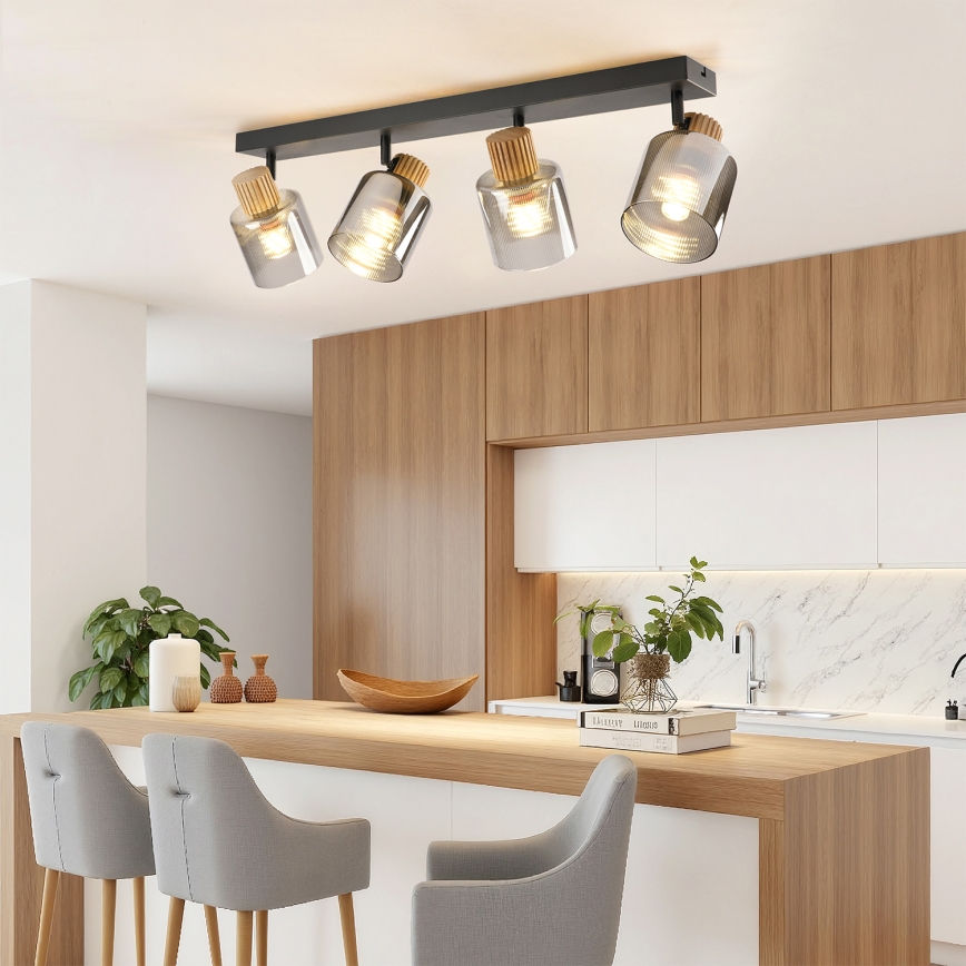 Brilagi - HYGGE spotarmatur 4xE14/15W/230V sort/røget