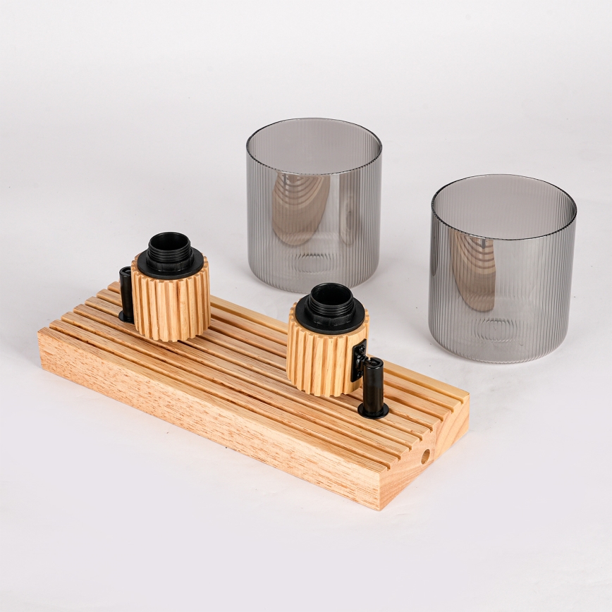 Brilagi - HYGGE spotlampe 2xE14/15W/230V træ/røgfarvet