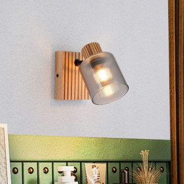 Brilagi - HYGGE vægspot 1xE14/15W/230V træ/røgfarvet