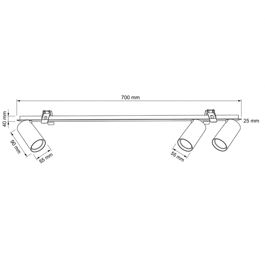 Brilagi - Indbygningsspot SELE 3xGU10/30W/230V sort