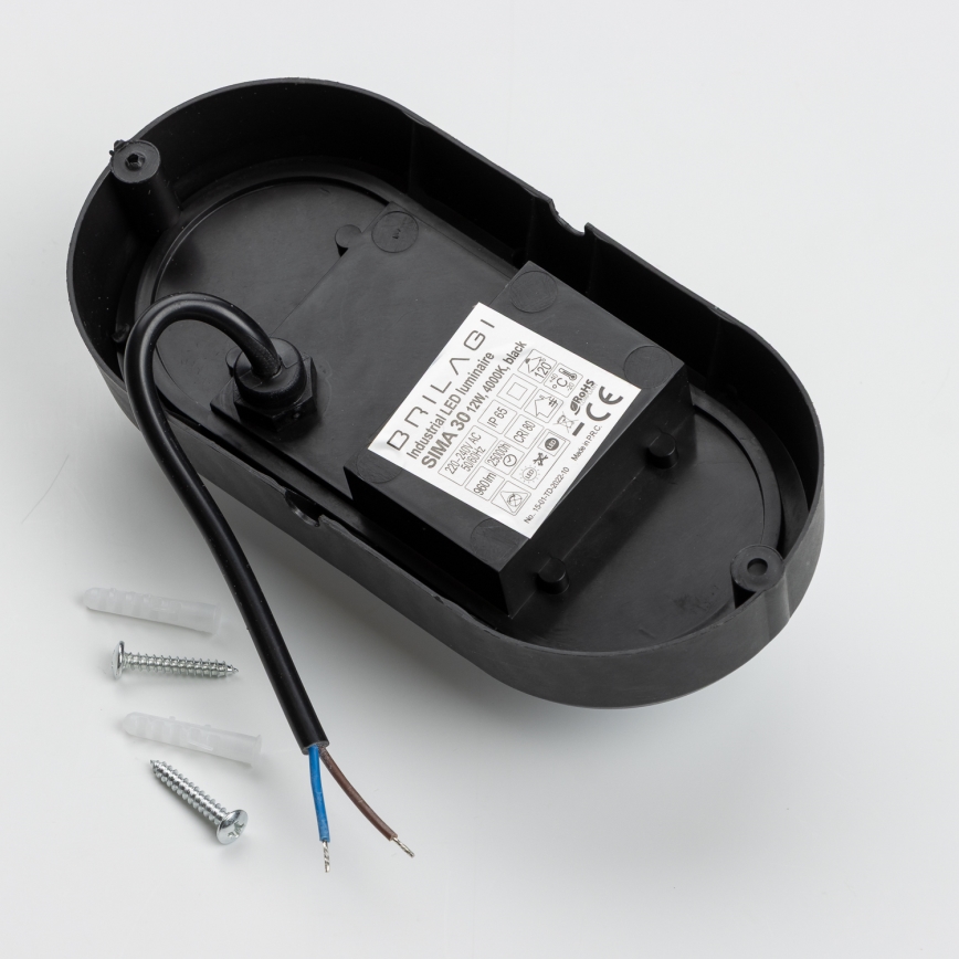 Brilagi - Industriel LED loftlampe SIMA LED/12W/230V IP65 sort