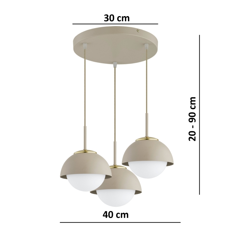 Brilagi - Kabelpendel 3xE27/60W/230V beige/guld