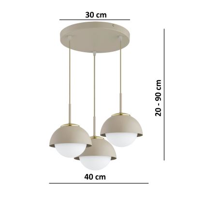 Brilagi - Kabelpendel COSMO 3xE27/60W/230V beige/guld