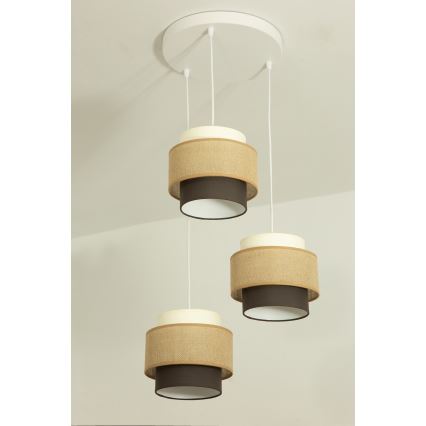 Brilagi - Kabelpendel RESNA 3xE27/60W/230V Ø 45 cm beige/sort
