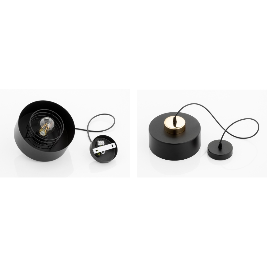 Brilagi - Kabelpendel SPRING 1xE27/60W/230V Ø 20 cm sort/guld