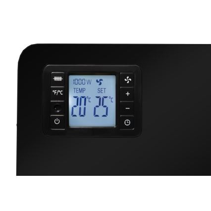 Brilagi - Konvektionsradiator 1000/1300/2300W LCD/timer/TURBO/termostat sort + fjernbetjening