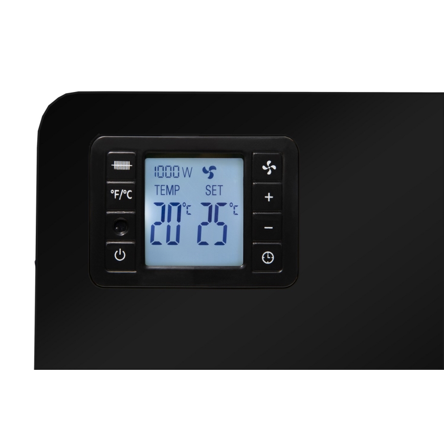 Brilagi - Konvektionsradiator 1000/1300/2300W LCD/timer/TURBO/termostat sort + fjernbetjening