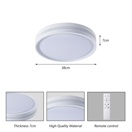 Brilagi - Dæmpbar LED-loftlampe KREON LED/54W/230V 3000–6000K hvid Ø 38 cm + fjernbetjening