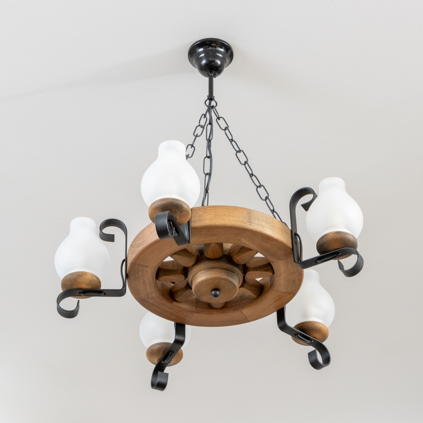 Brilagi - Kædelampe ROATA 5xE14/40W/230V Ø 50 cm bøg