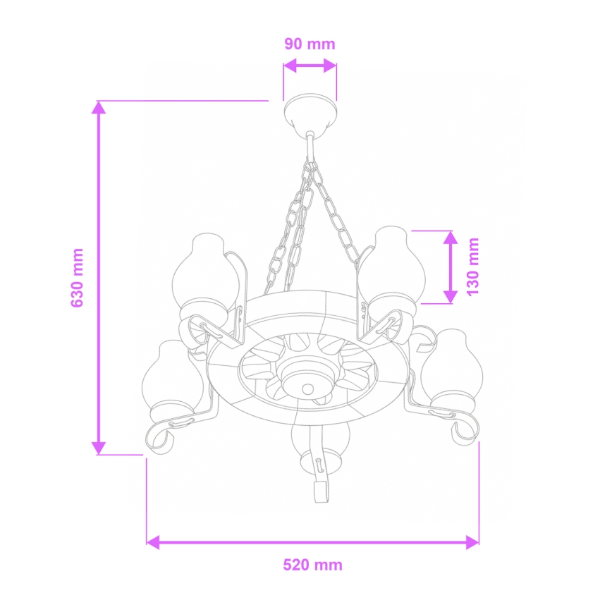 Brilagi - Kædelampe ROATA 5xE14/40W/230V Ø 50 cm bøg