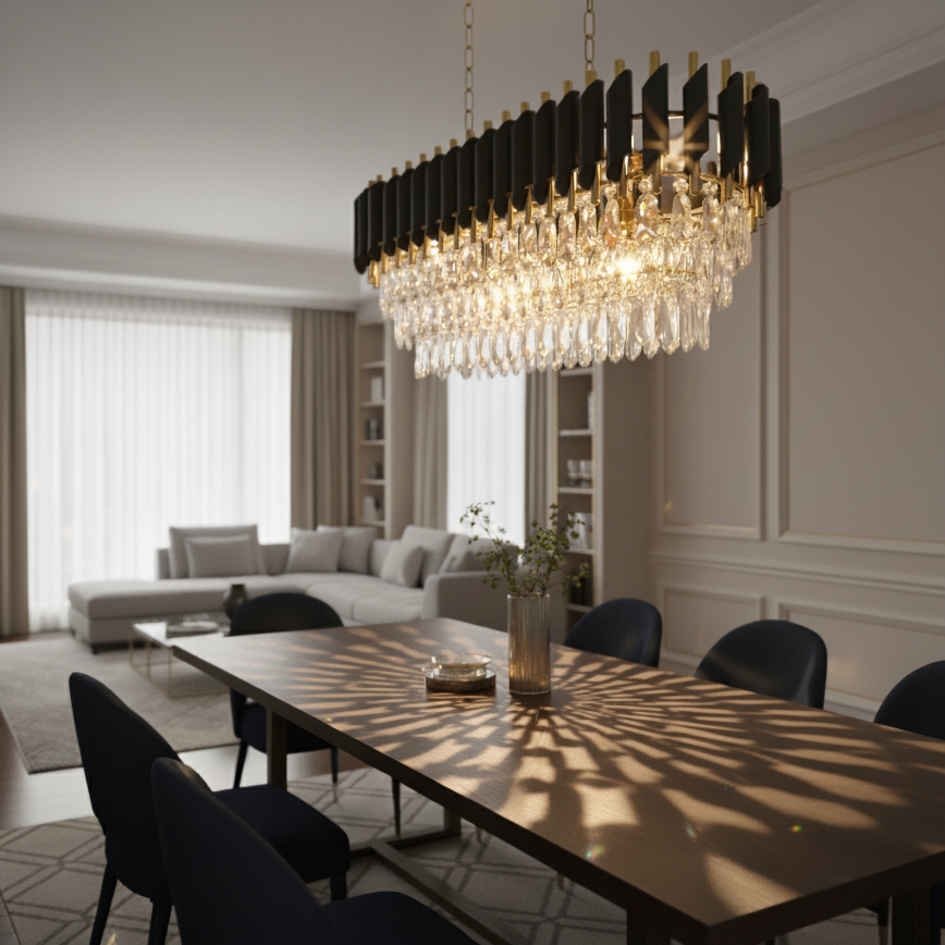 Brilagi - Kædelysekrone ECLIPSE 10xE14/10W/230V 78x28 cm sort/guld