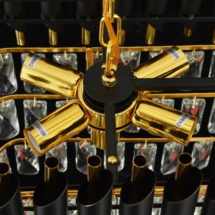 Brilagi - Kædelysekrone ECLIPSE 10xE14/10W/230V 78x28 cm sort/guld