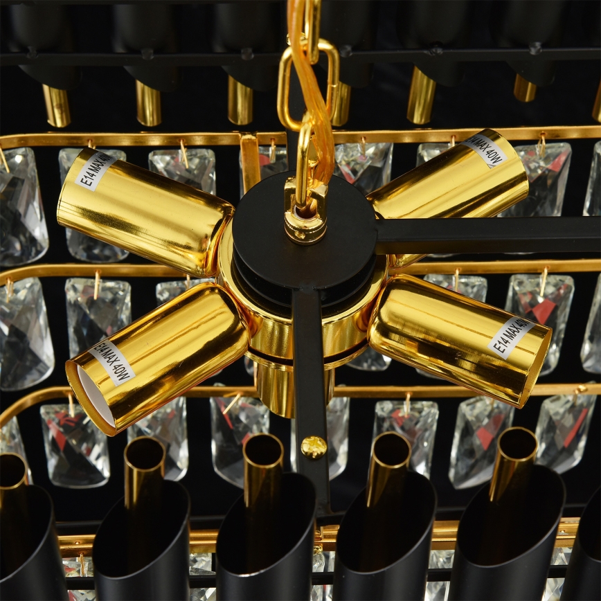 Brilagi - Kædelysekrone ECLIPSE 10xE14/10W/230V 78x28 cm sort/guld