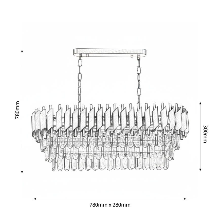 Brilagi - Kædelysekrone ECLIPSE 10xE14/10W/230V 78x28 cm sort/guld