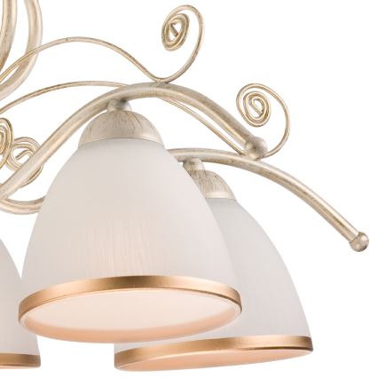 Brilagi - Kædeophængt LED-lysekrone ANTICO 5xE27/60W/230V 3000K hvid patina