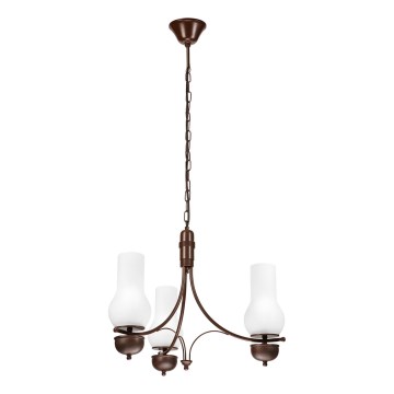 Brilagi - kædeophængt LED-lysekrone COTTAGE, 3xE14/40W/230V, bøg/brun/hvid