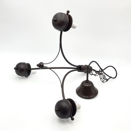 Brilagi - kædeophængt LED-lysekrone COTTAGE, 3xE14/40W/230V, bøg/brun/hvid