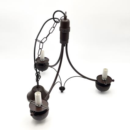 Brilagi - kædeophængt LED-lysekrone COTTAGE, 3xE14/40W/230V, bøg/brun/hvid