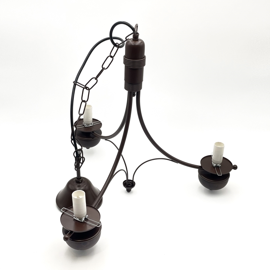 Brilagi - kædeophængt LED-lysekrone COTTAGE, 3xE14/40W/230V, bøg/brun/hvid