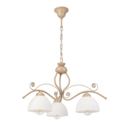 Brilagi - Kædeophængt lysekrone ANTICO MODERN 3xE27/60W/230V beige