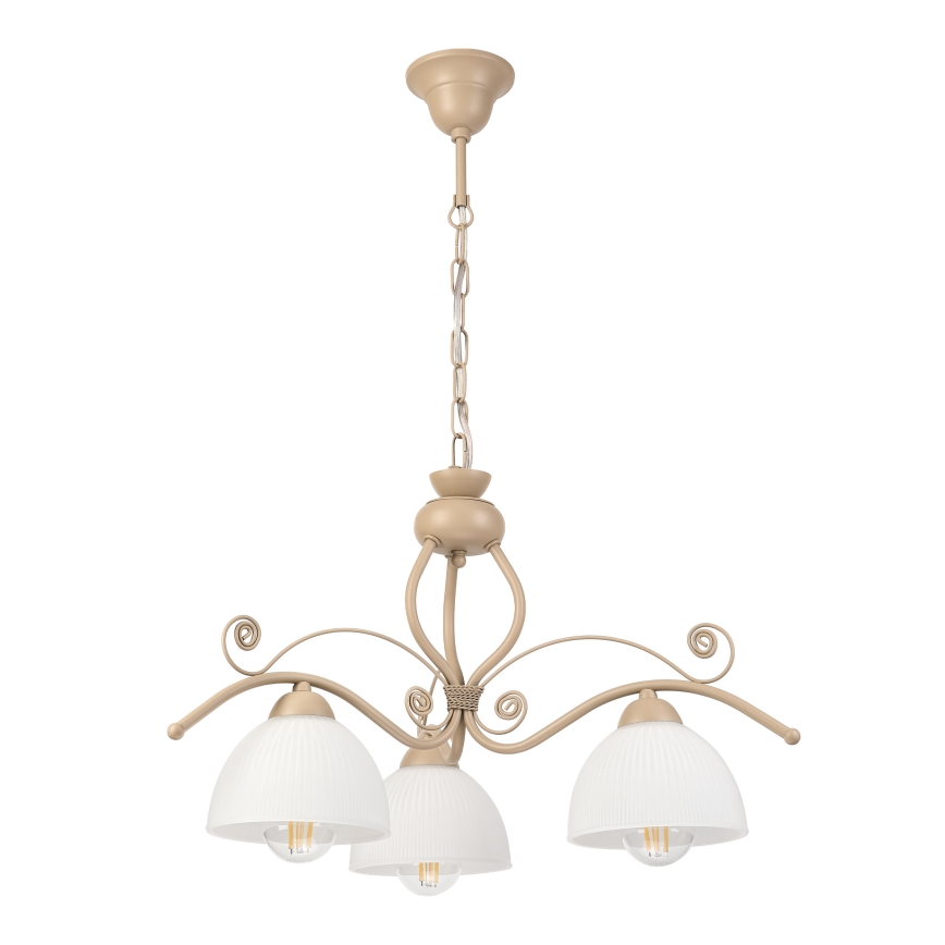 Brilagi - Kædeophængt lysekrone ANTICO MODERN 3xE27/60W/230V beige