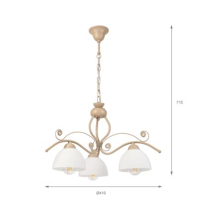Brilagi - Kædeophængt lysekrone ANTICO MODERN 3xE27/60W/230V beige
