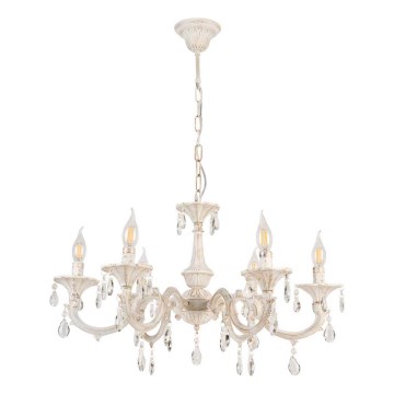 Brilagi - Kædeophængt lysekrone CLASSIC 6xE14/10W/230V creme/patina