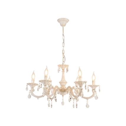 Brilagi - Kædeophængt lysekrone CLASSIC 6xE14/10W/230V creme/patina