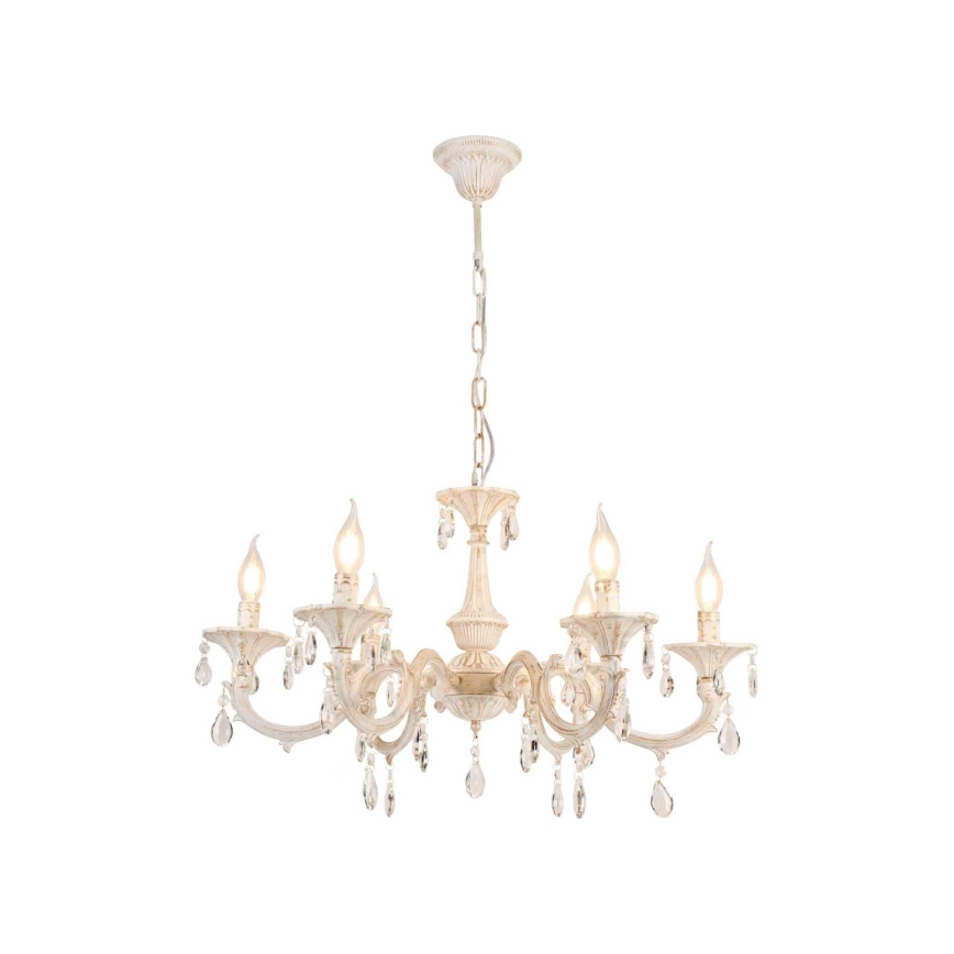 Brilagi - Kædeophængt lysekrone CLASSIC 6xE14/10W/230V creme/patina