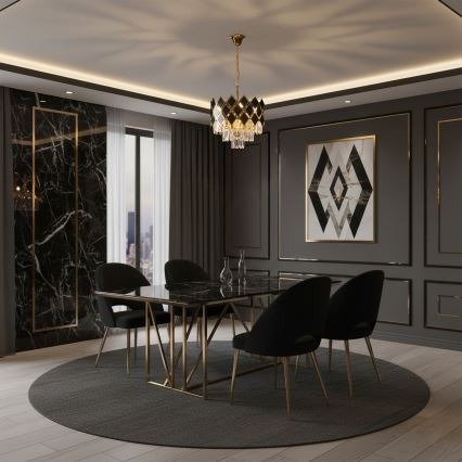 Brilagi - Kædeophængt lysekrone CRISTAL 5xE14/40W/230V Ø 38 cm guld/sort