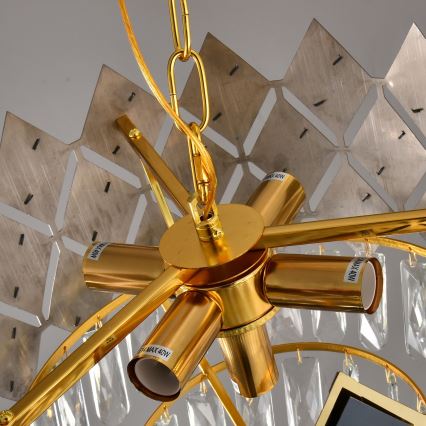 Brilagi - Kædeophængt lysekrone CRISTAL 5xE14/40W/230V Ø 38 cm guld/sort