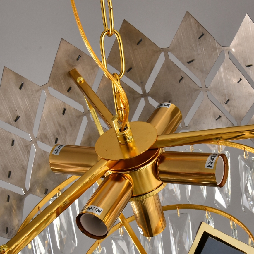 Brilagi - Kædeophængt lysekrone CRISTAL 5xE14/40W/230V Ø 38 cm guld/sort