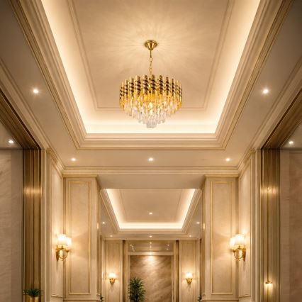 Brilagi - Kædeophængt lysekrone CRISTAL 5xE14/40W/230V Ø 38 cm