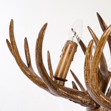 Brilagi - Kædeophængt lysekrone DEER 6xE14/10W/230V Ø 102 cm med hjortegevir